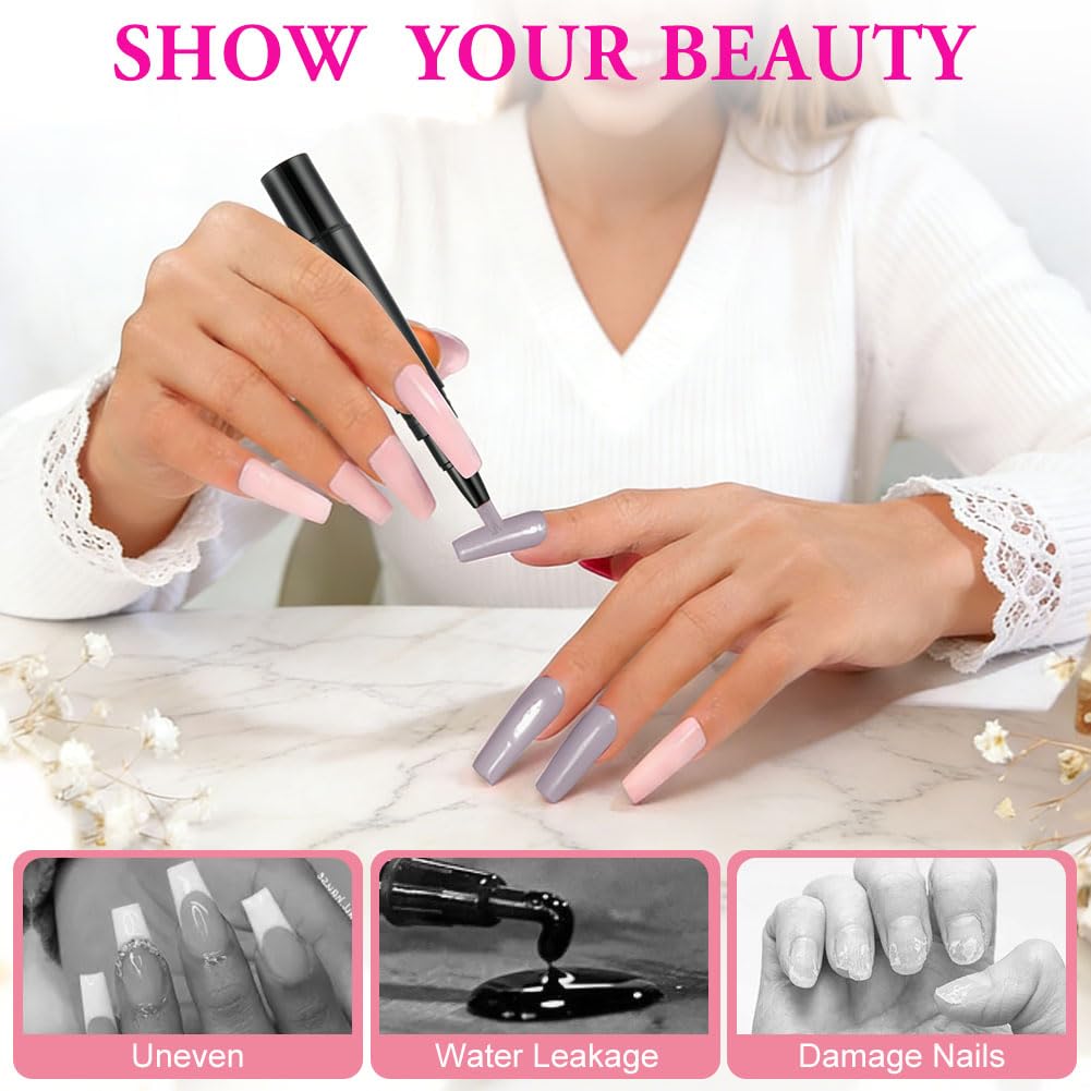 Stylo Vernis à Ongles 6 Couleurs, Ensemble Stylos Vernis Ongles Gel Séchage Rapide, Nail Gel Pen, Accessoires De Peinture pour Femmes (Bleu)