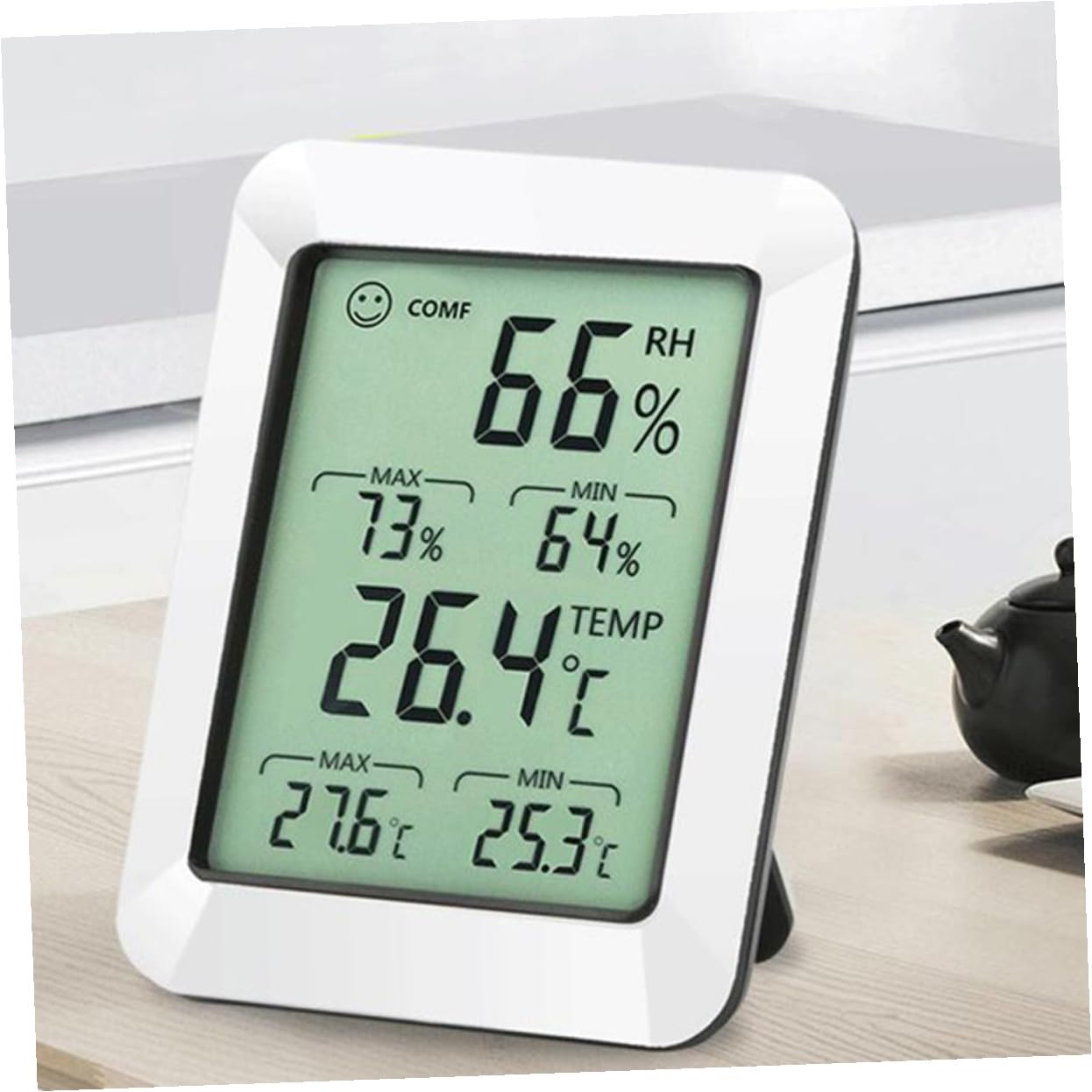 Termometro Igrometro Digitale Compatto e Portatile per Interni con Supporto Monitor Umidità e Temperatura per Casa Ufficio e Camera