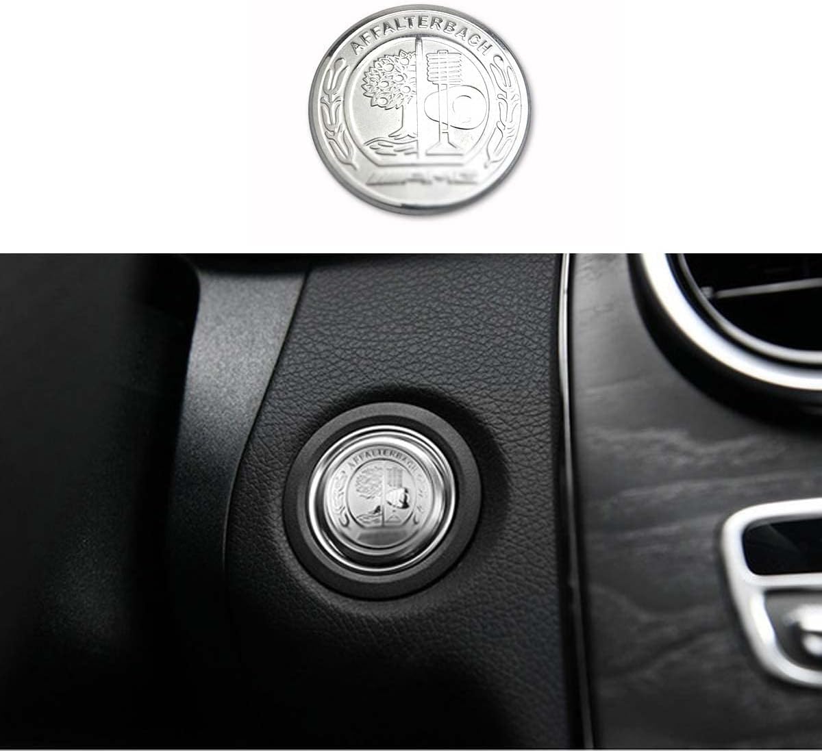 Silver AMG Start Engine Ignition Button Center Control Switch Knob Stickers Emblem Metal Modified Cover Decal Trim fit for A B C E S M CLA GLE GLK GLA ML GL Class 36mm