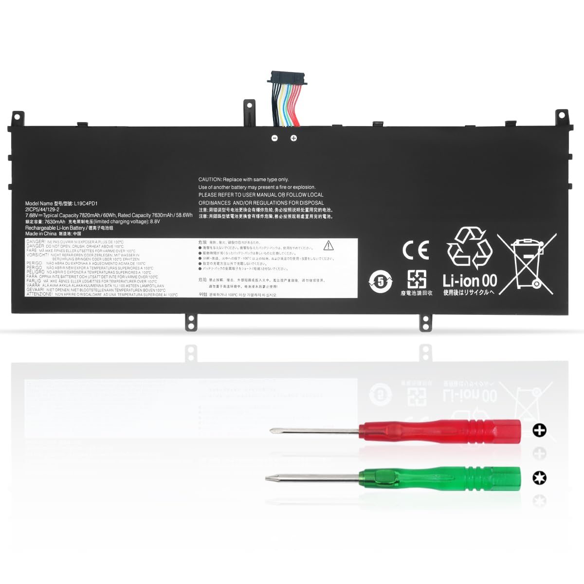 L19C4PD1 L19D4PD1 Laptop Akku für Lenovo Yoga C640-13IML 6-13ARE05 6-13ALC6 81UE 82ND 82FN L19L4PD1 L19M4PD1 5B10U65274 5B10W67385 SB10W67395 5B10U65275 5B10W67329 60Wh, 7820mAh