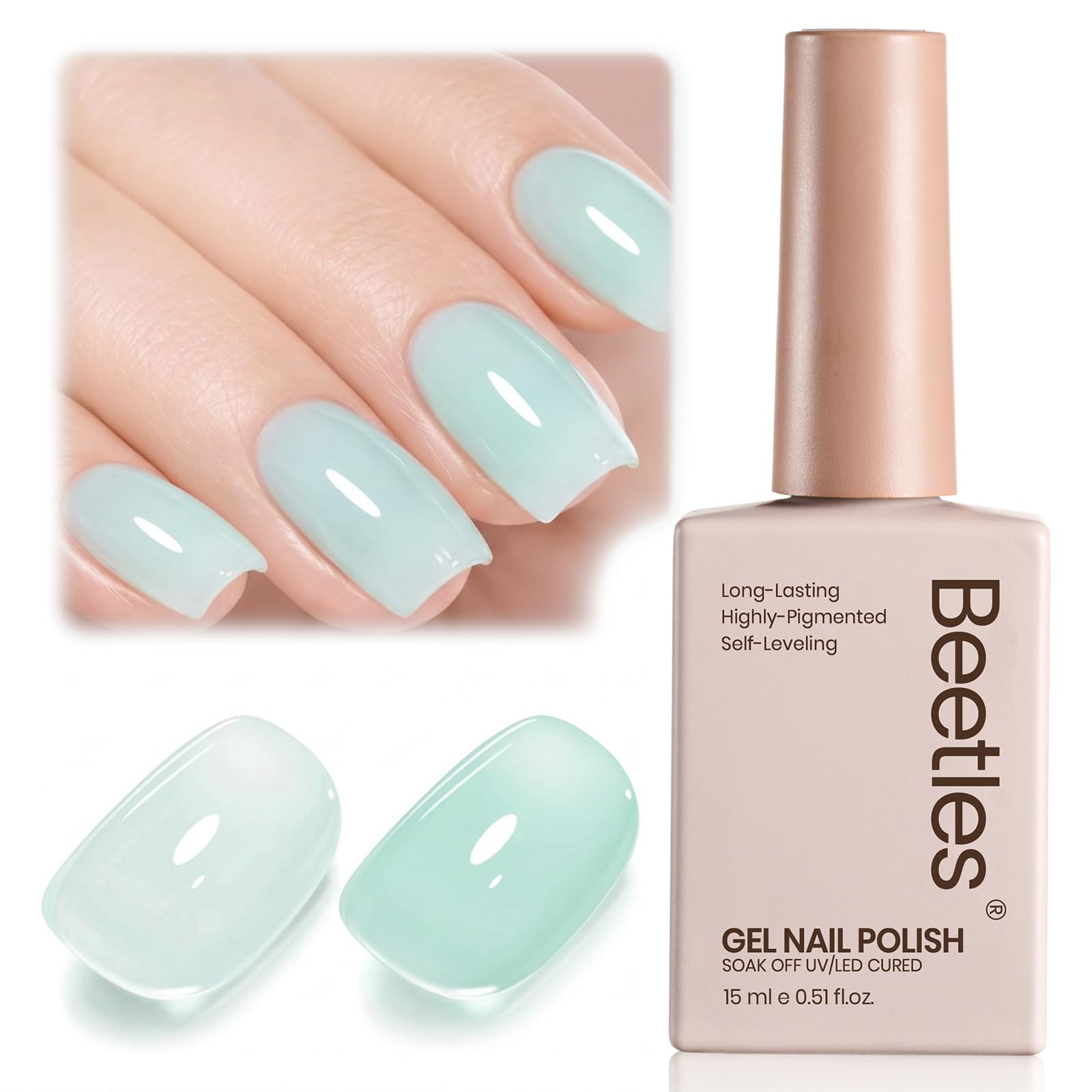 Beetles Mint Green Gel Nail Polish - 15ML Mint Mambo Jelly Gel | Sheer Translucent Effect - main product image