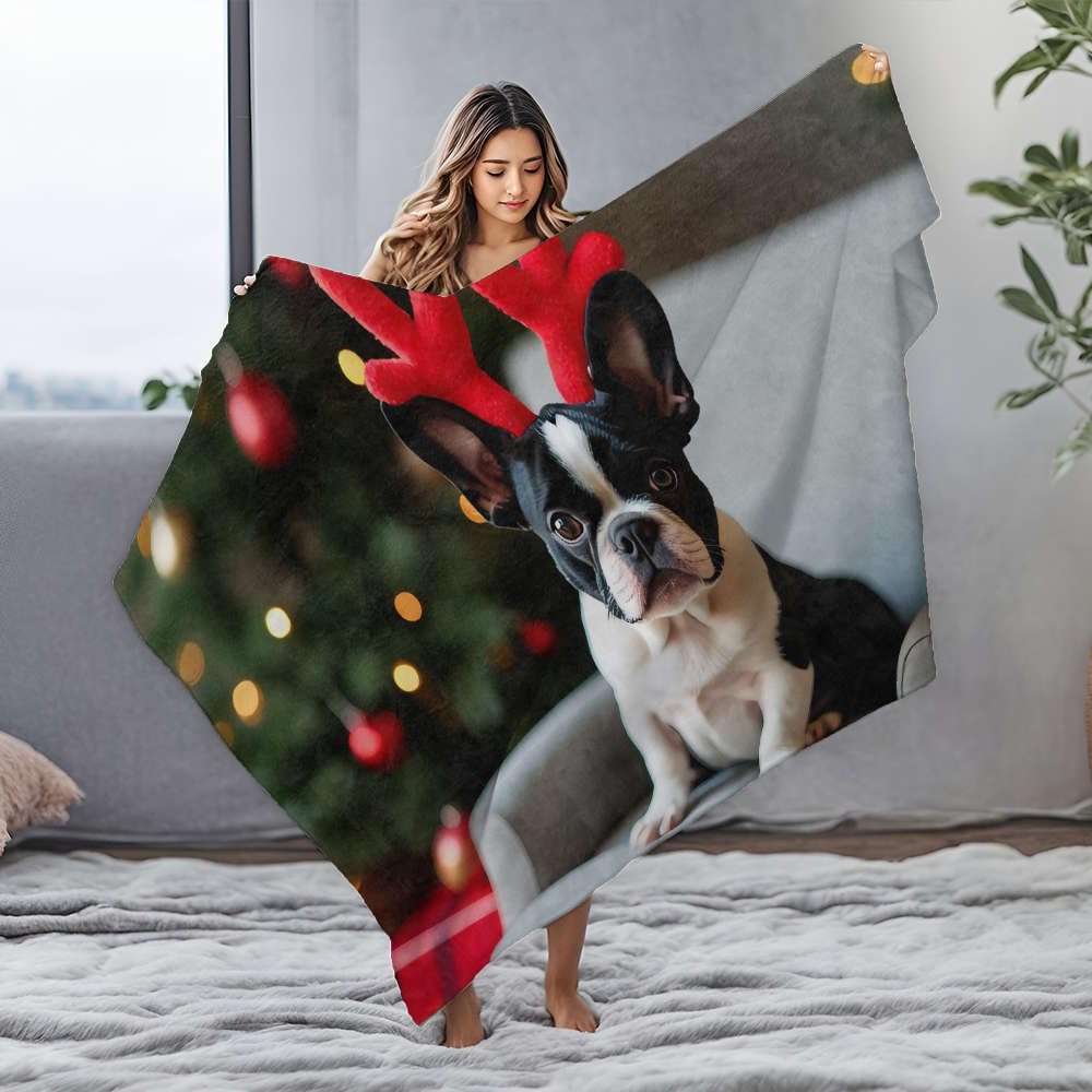 Jeté de lit en flanelle avec chien de Noël, le cadeau idéal pour les amoureux des animaux