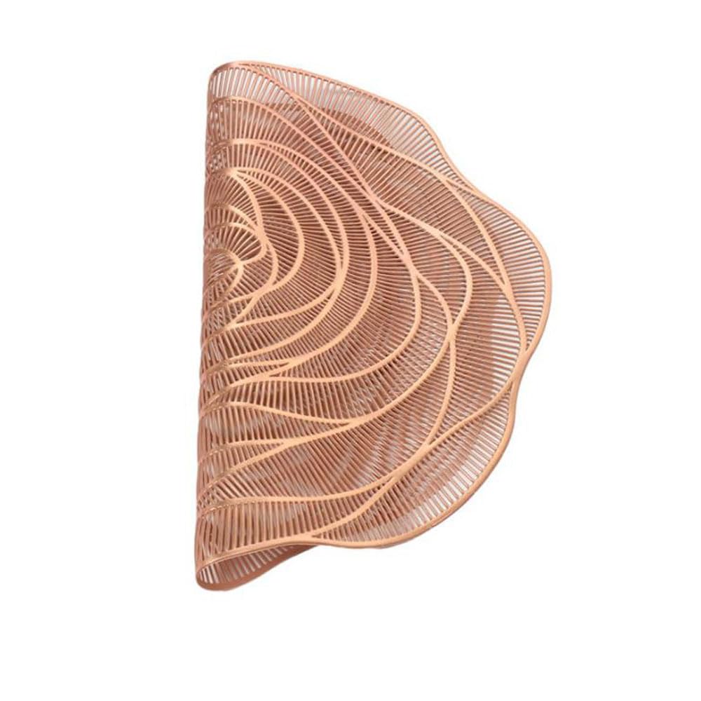 Hosoncovy 4 Pack Rose Placemats Table Mats Set Washable PVC Non-Slip Heat Resistant Table Place Mats Dinner Mats Wood Grain Meal Mat for Kitchen and Dining Room for Forest Wedding (Rose Gold) - Image 3