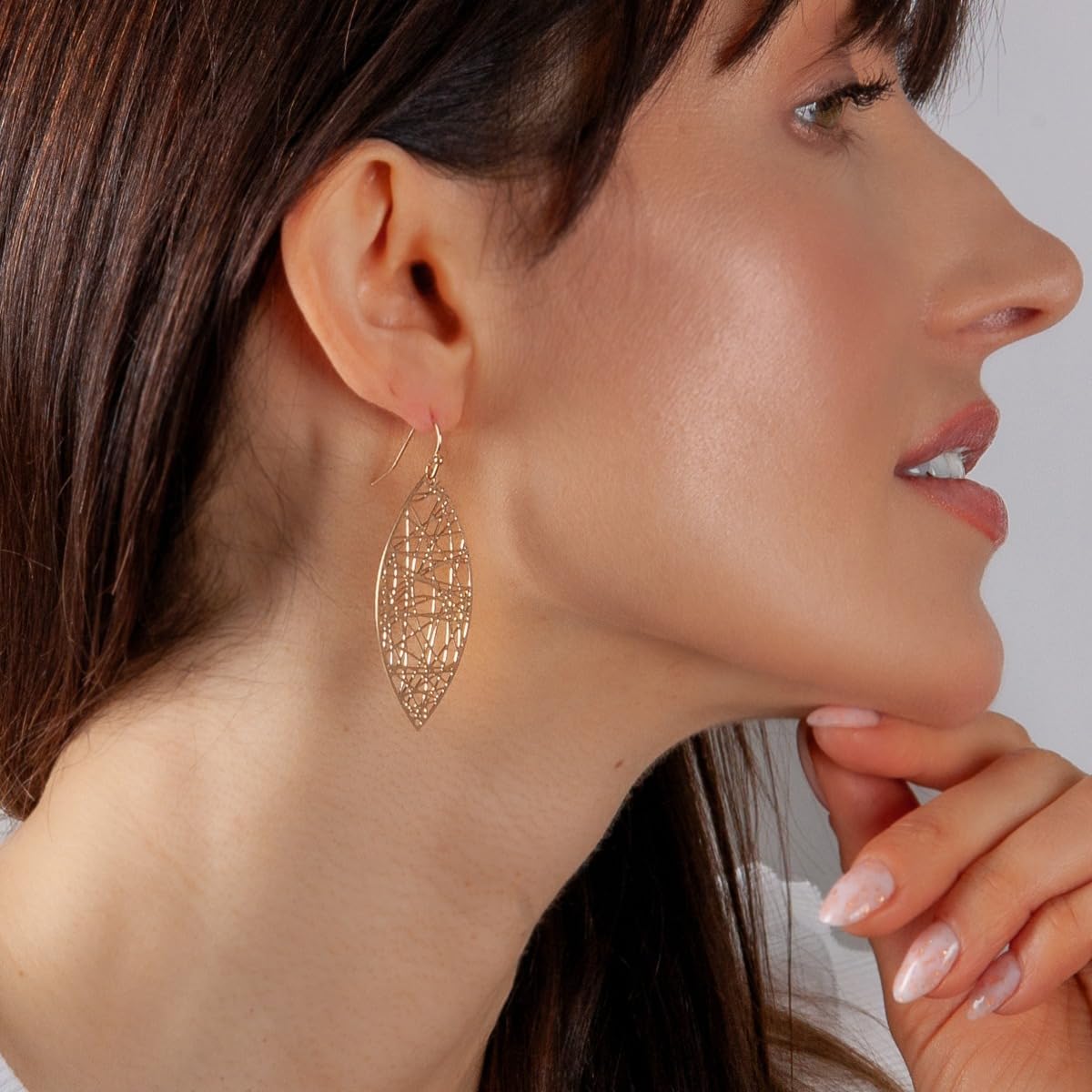 Boho Leaf Dangle Earrings for Women - Gold or Silver Tone Dangly Filigree Earrings - Lightweight Statement Earrings - Image 5