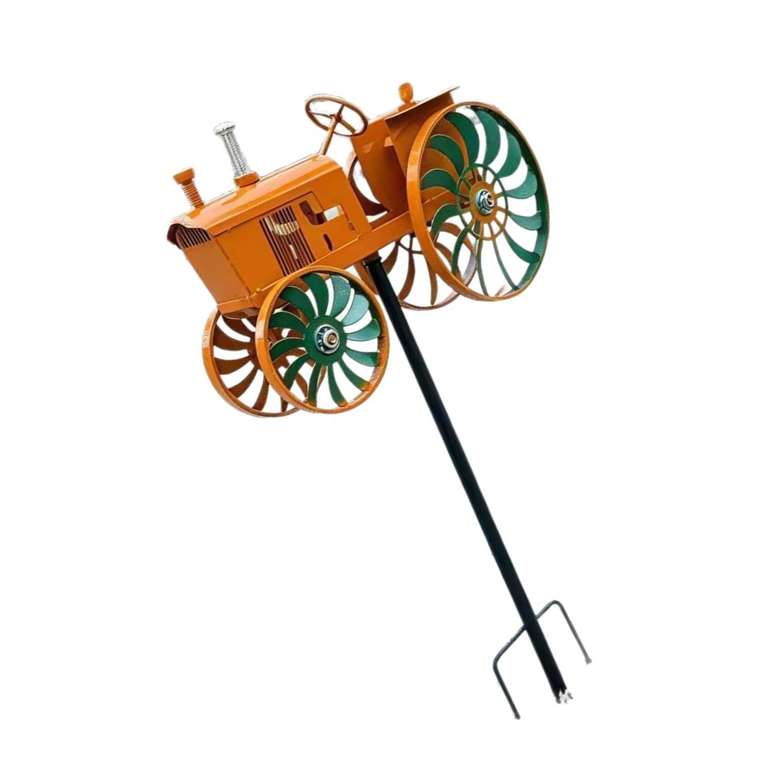 Rotating Iron Farm Tractors Wind Spinner Decorative Art Piece for Farmhouses Lawns Garden and Backyard Patios Outdoor Yard Iron Tractors Windmill Stake Yard Art