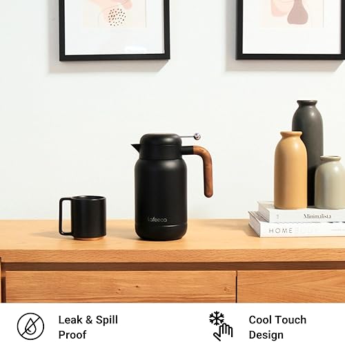 Miniatura 4 de Aura - Jarra térmica de café  Olla de té de acero inoxidable aislada al vacío y jarra de agua, mantiene las bebidas calientes o frías, sin BPA,