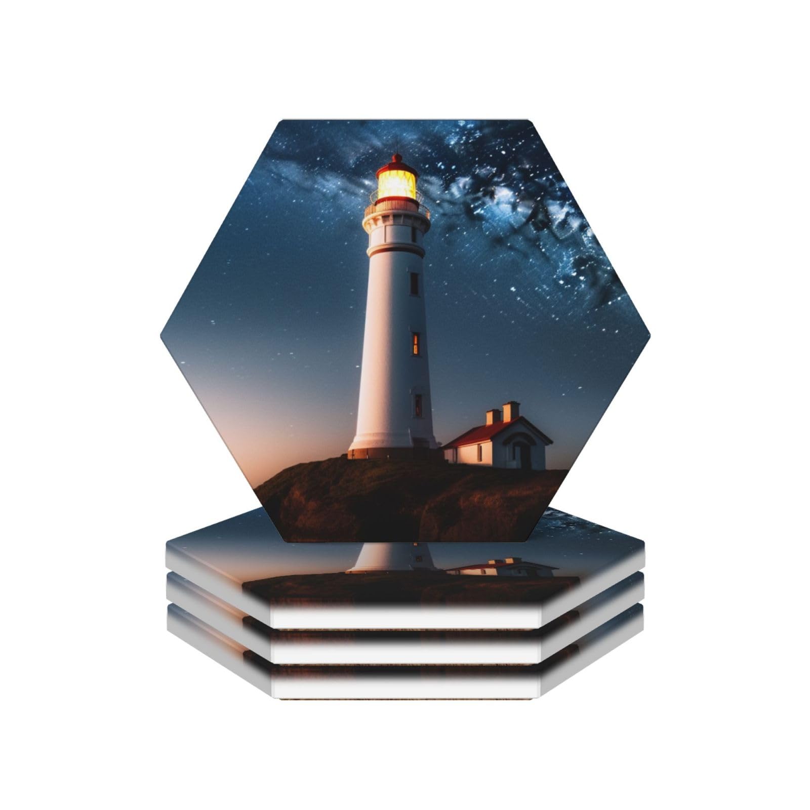 Dessous de verre motif phare en céramique lot de 4 idée cadeau