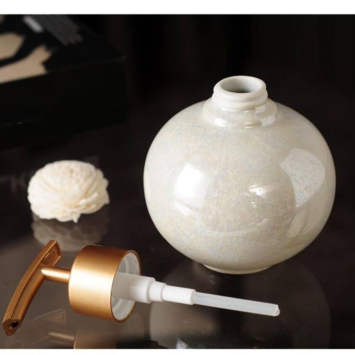 Rellenable Dispensador De Jabón Líquido De Cerámica Ice Crack Dispensador De Desinfectante De Manos Decorativo Fácil Llenado