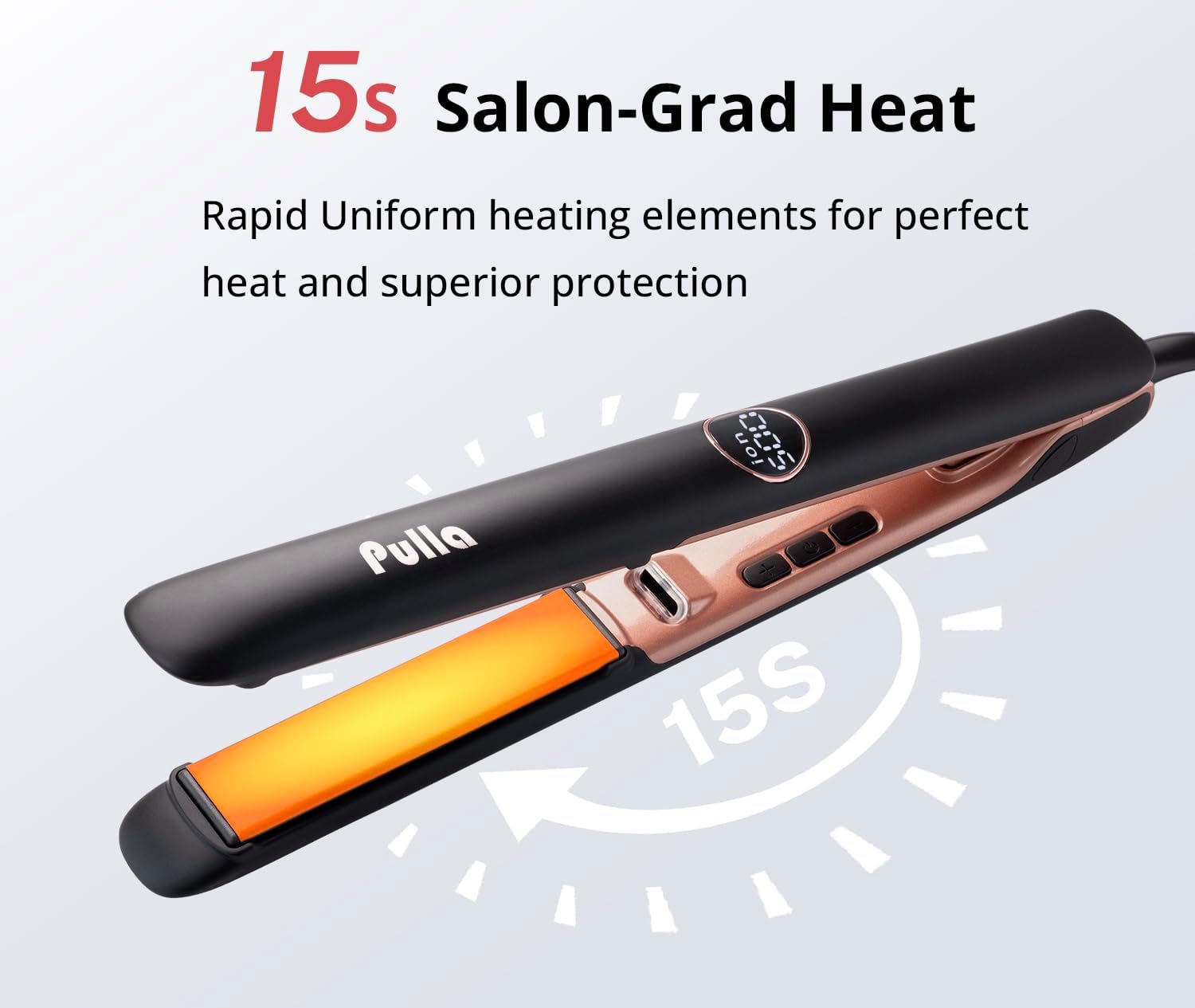 Pulla Hair Straightener - 2 in 1 Professional Hair Straightener and Curler Ceramic Coating Ionic Flat Iron, Dual Voltage for Travel Using, Get Frizz-Free, 500 Degree High Temp, 15s Fast Heat-Up