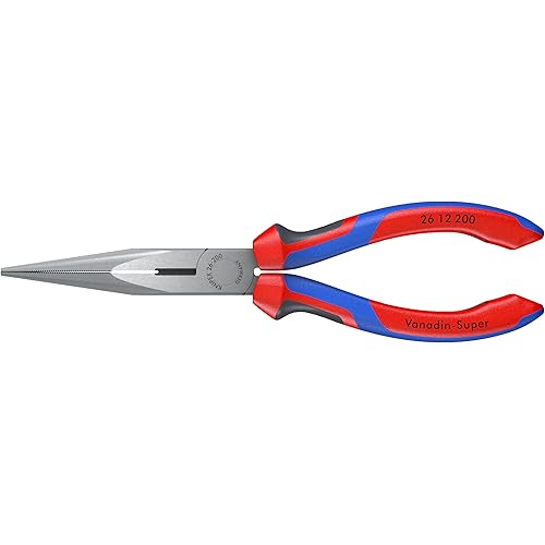 KNIPEX Tools - Long Nose Pliers With Cutter, Multi-Component (2612200), Multi-Colour, 8 inches