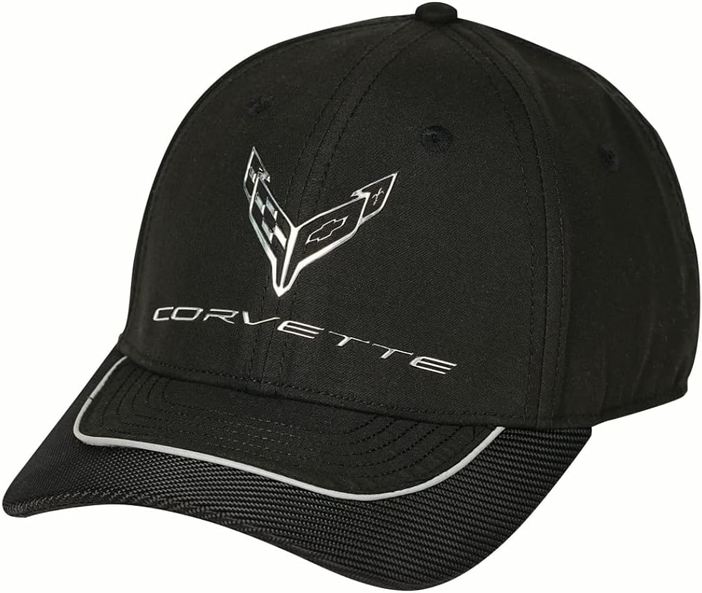 C8 Corvette Hat Metallic Chrome Crossed Flags Emblem Next