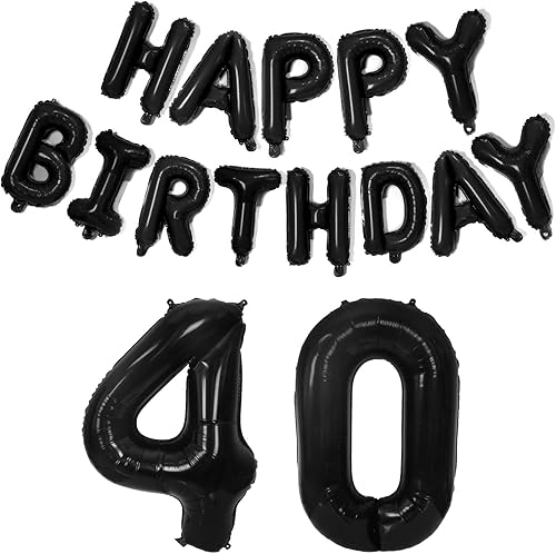 Globos de 40 pulgadas con 40 números con letras de feliz cumpleaños de 16 pulgadas, globos gigantes jumbo de 40 globos de aluminio para decoraciones