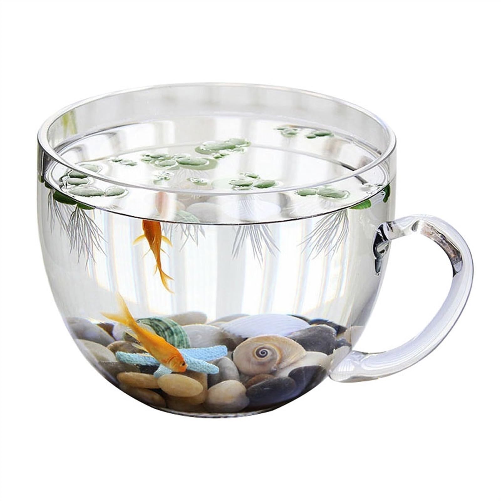 Acuario Pecera en Forma de tazón Grande con asa, Tanque de Acuario de Vidrio, Mesa Transparente Engrosada, pecera, Tanque ecológico, Adornos de Mesa Peces Acuario