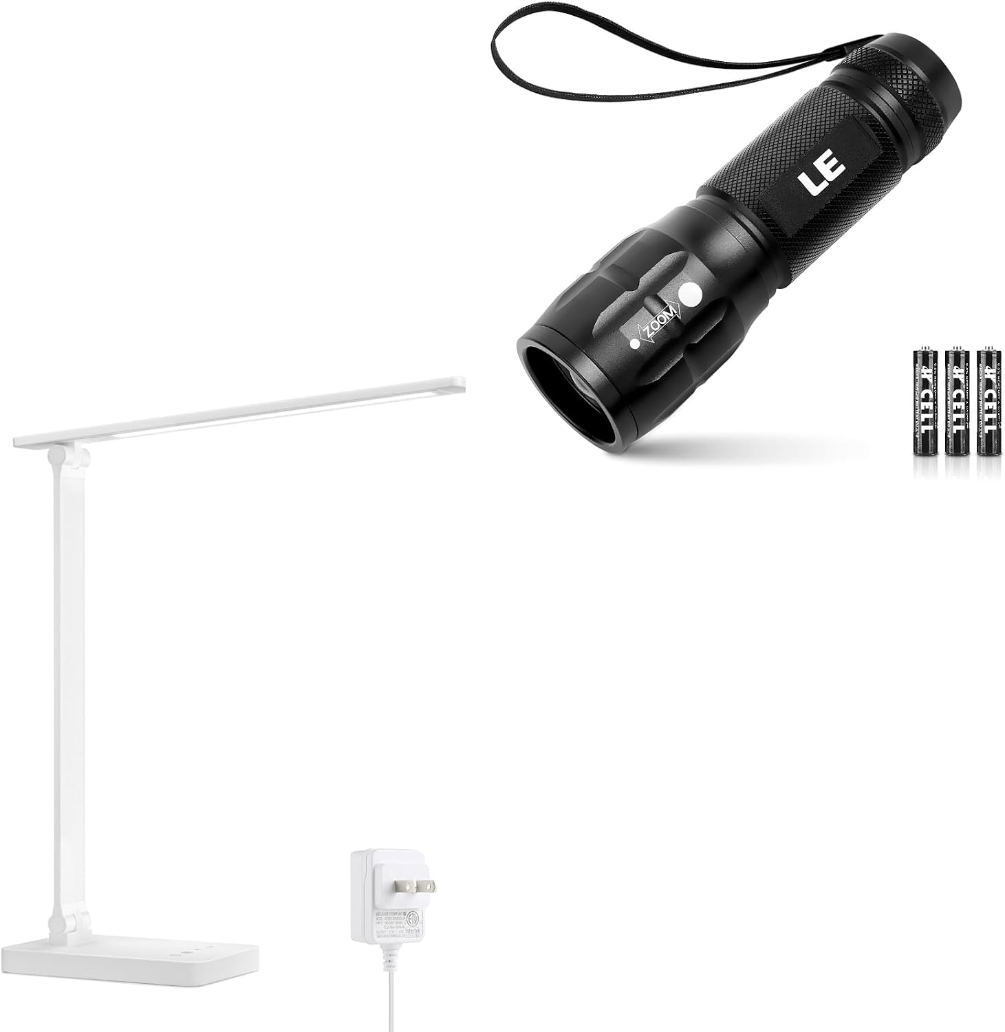Lepro Outdoor & Indoor Light Bundle-LED Flashlights High Lumens, Small Flashlight, Zoomable, Waterproof + LED Desk Lamp for Home Office, 9.5W 750LM Metal Touch Control Desk Light, 5 Color Modes