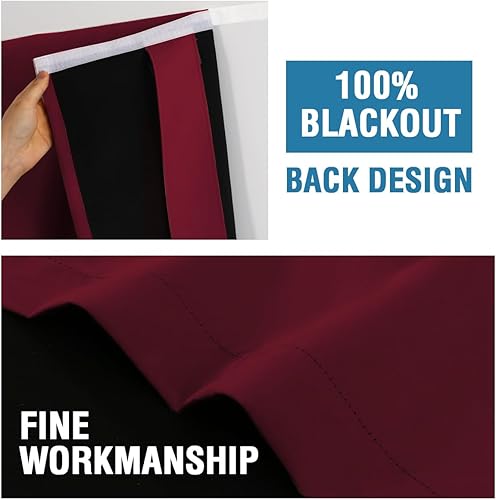 Miniatura 7 de H.VERSAILTEX Cortina 100% opaca para puerta francesa, cortina de privacidad con bloqueo de luz para puerta corrediza de vidrio, con aislamiento