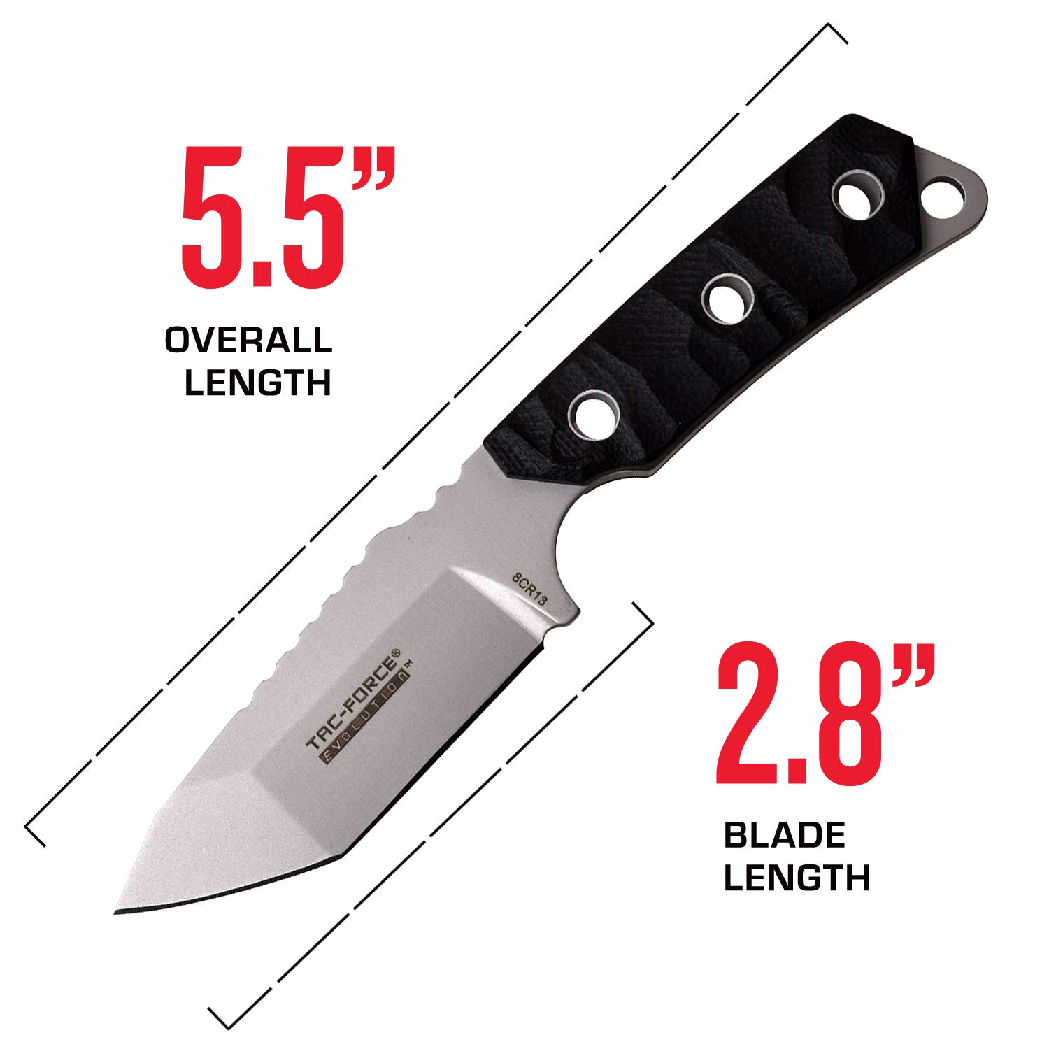 Tac-Force Evolution Path TFE-FIX011-BK nóż outdoorowy, czarny, długość ostrza: 7,1 cm