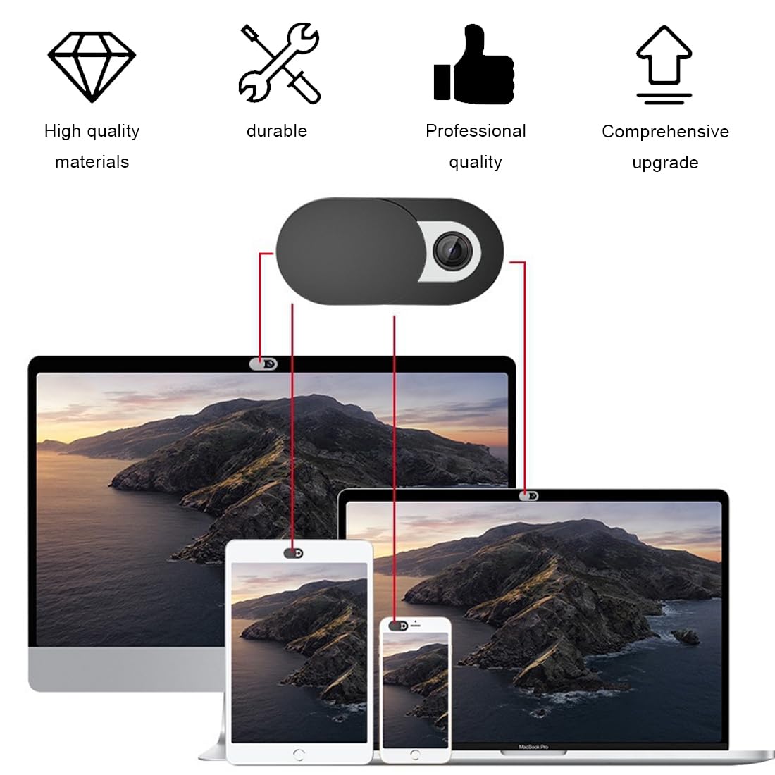 2 Pezzi Webcam Cover,Copri Webcam,0,6 Mm Ultra Thin Metal Slider Camera Per Laptop,Tablet,Pc