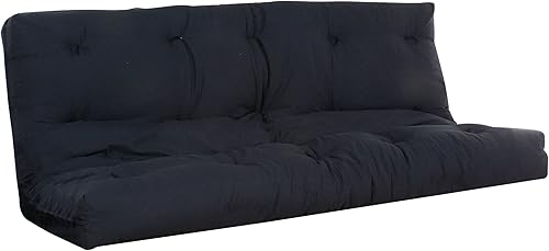 Benjara Nab - Colchón moderno tipo futón de 74 pulgadas, acolchonado, reversible, tela, color negro