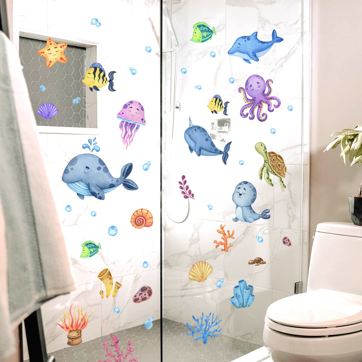Muurstickers 4U Muurtattoo muur decoratie afbeeldingen sticker folie baby-kamer kinderkamer jonge meisjes tegelstickers badkamer badkamer blauw onderwaterwereld vissen SEGELBOOT LICHTTURM schip D: Segelboote 2