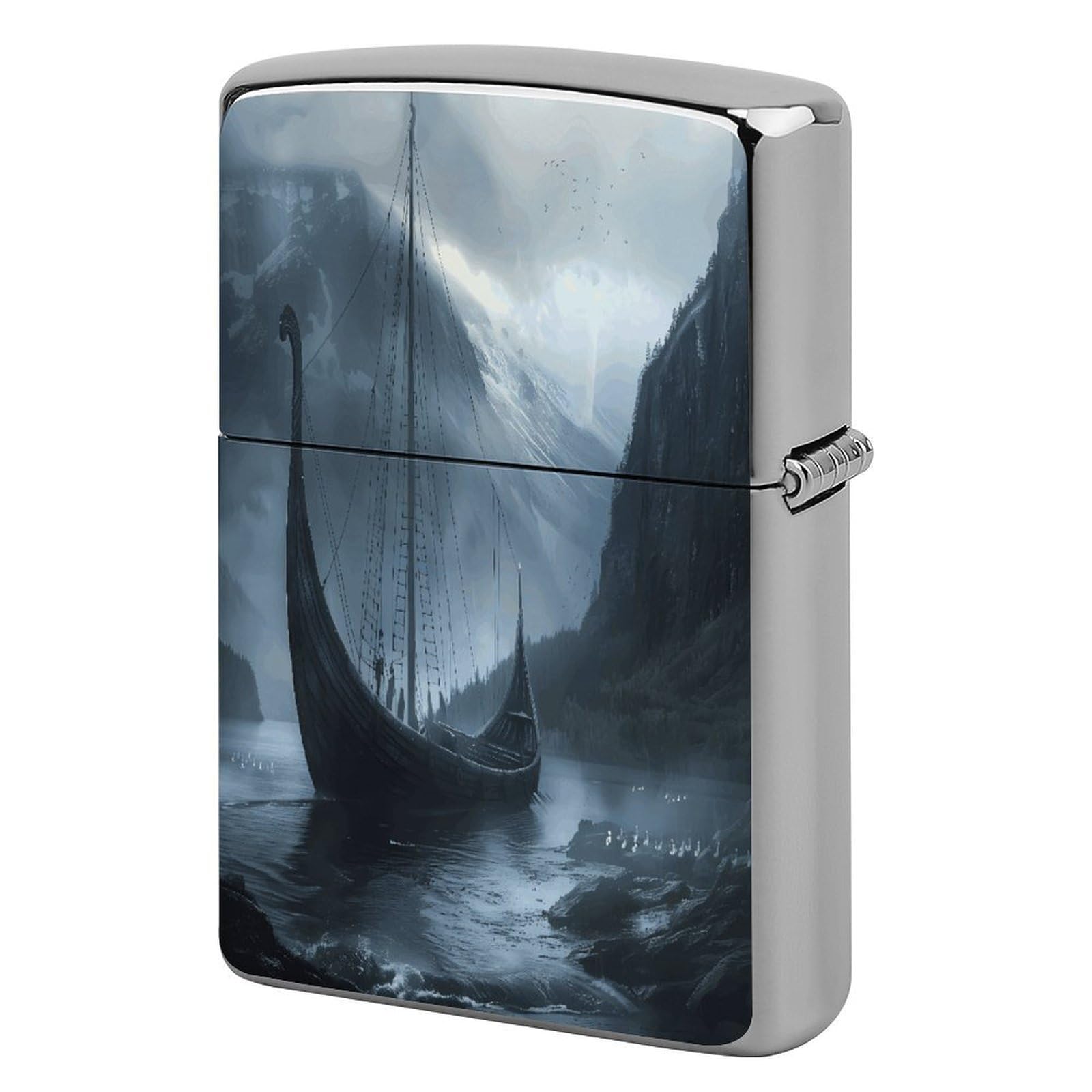 Fodpand Style Vikings Boat Metal Lighter Case Cover Lighter Sleeve