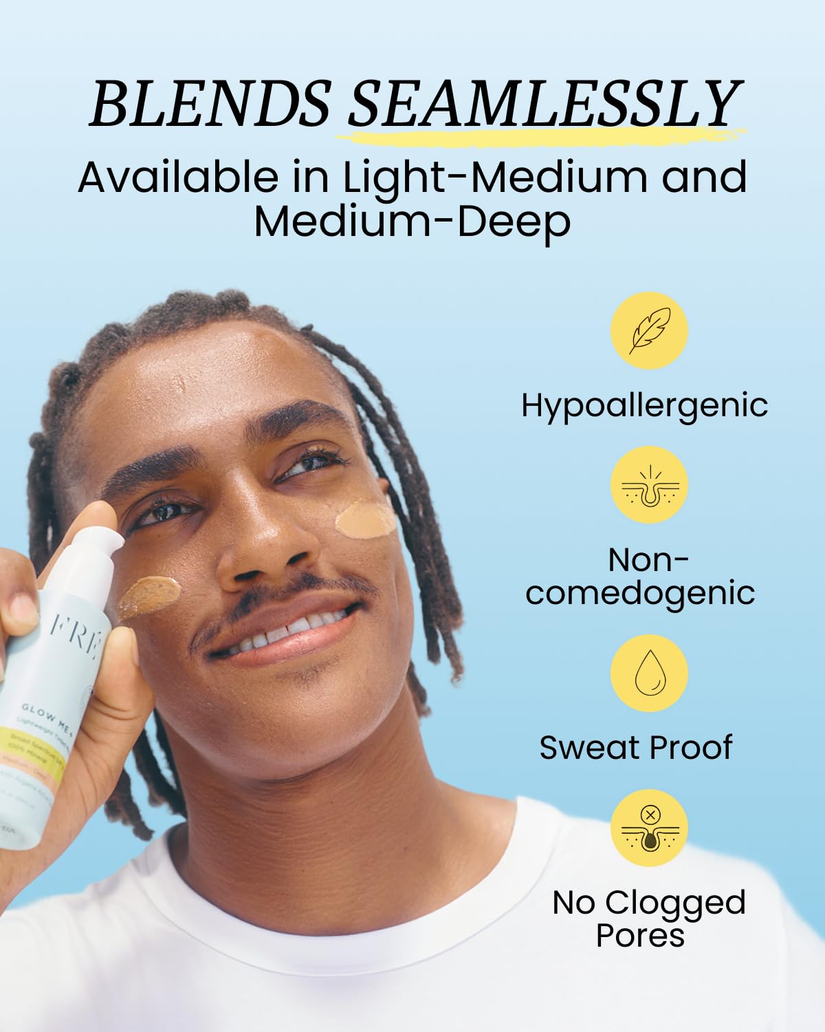 FRÉ Lightweight Tinted Moisturizer SPF 50 | Mineral Face Sunscreen & Water-Resistant BB Cream Makeup with Non-Nano Zinc Oxide | Medium-Deep, 1.69 oz
