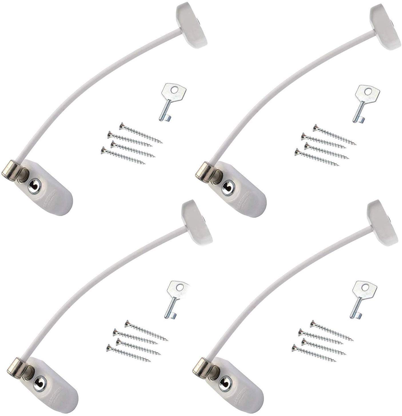 Max6mum Security Window and Door Restrictor for Baby and Child Safety - White (4 Pack)