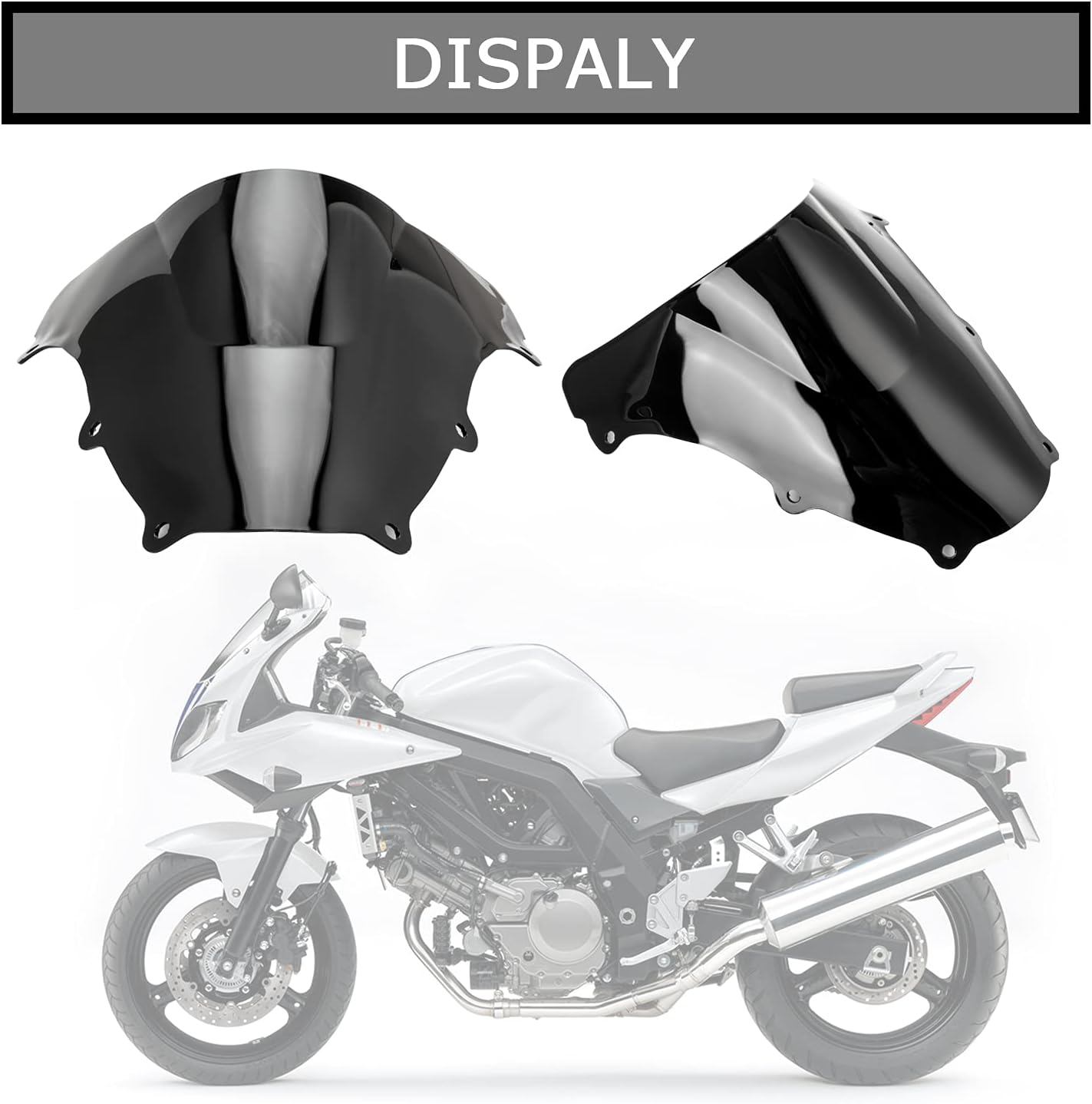 Windshield Windscreen for Suzuki SV650 SV650S SV1000 SV1000S 2003-2012 (Black)