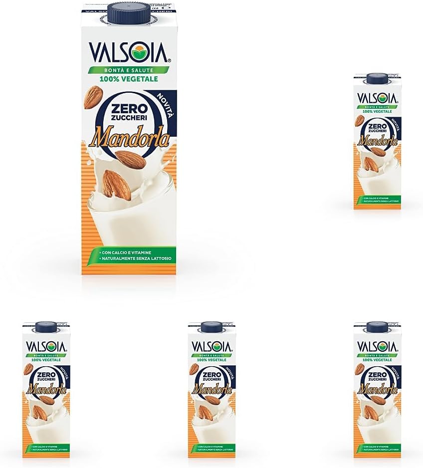 Valsoia, Liquido, Bevanda Mandorla gluten_free, Zero Zuccheri, 1L (Confezione da 5) MANDORLA ZERO ZUCCHERI 1 l (Confezione da 5) - Immagine 1