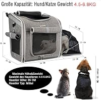 BABEYER Kutya Bicikli Kosár, Bővíthető Puha Szállító Táska 4 Ajtóval és Hálós Ablakokkal Kis Kutyáknak Macskáknak - Szürke 3