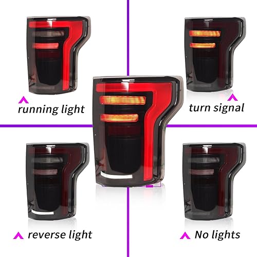 Miniatura 3 de Archaic Luces traseras LED para Ford F150 F-150 2018-2020 con luces de giro de freno de reversa DRL montaje de luces traseras ahumadas para lámpara