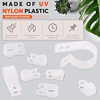 Vista 3 de 250 Uds 7 tamaños de nailon blanco tipo R abrazadera de cable organizador de cables clips para la gestión de cables