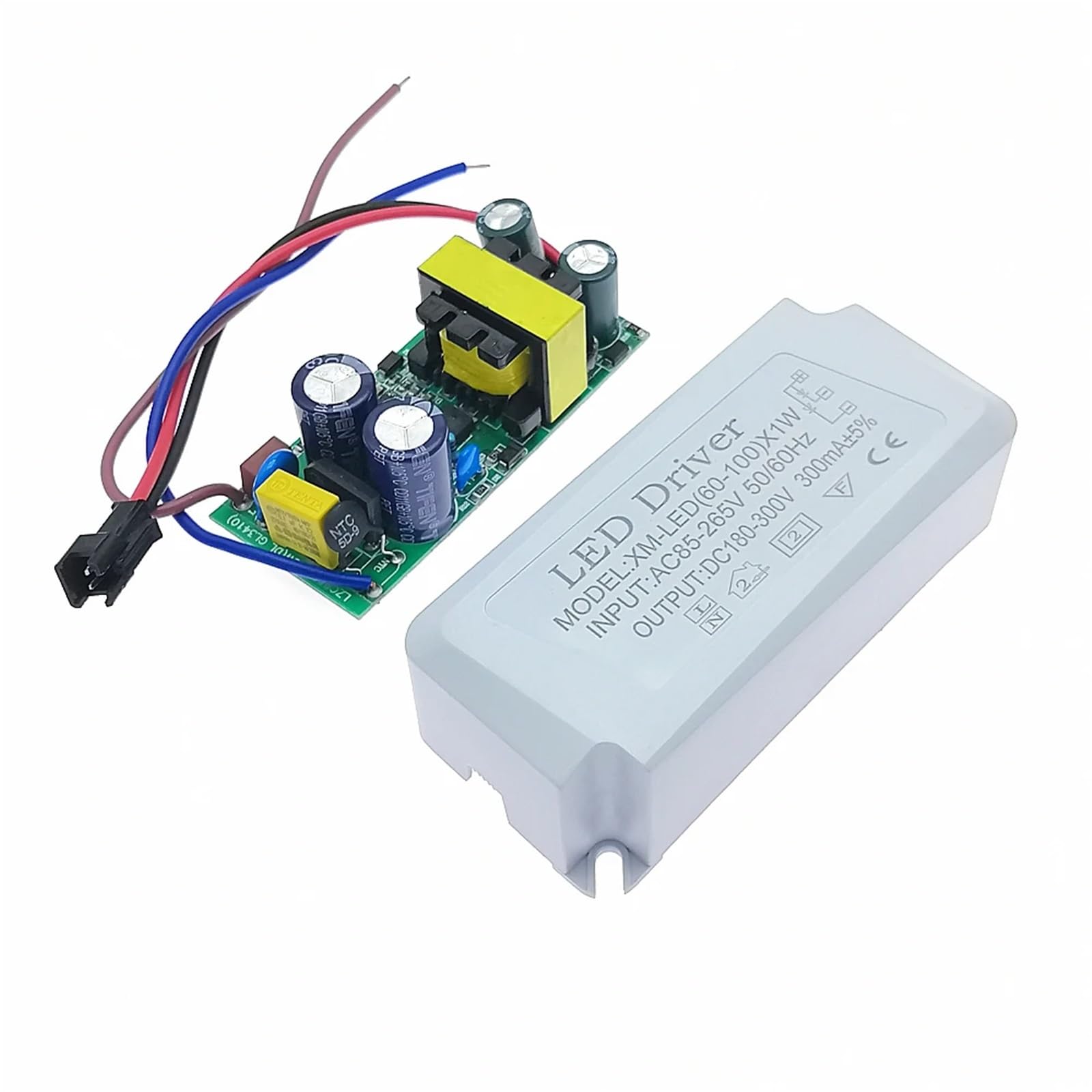 2 alimentatori da 40 W-100 W AC85-265 V 300 mA Driver LED (40-60) x 1 W (60-100) x 1 W Adattatore Trasformatore di illuminazione a corrente costante((60-100) X1W)