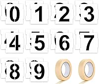Vista 1 de Juego de 20 plantillas de bordillos de 0 a 9 números de dirección reutilizables, plantillas de números de plástico con 2 rollos de cinta adhesiva