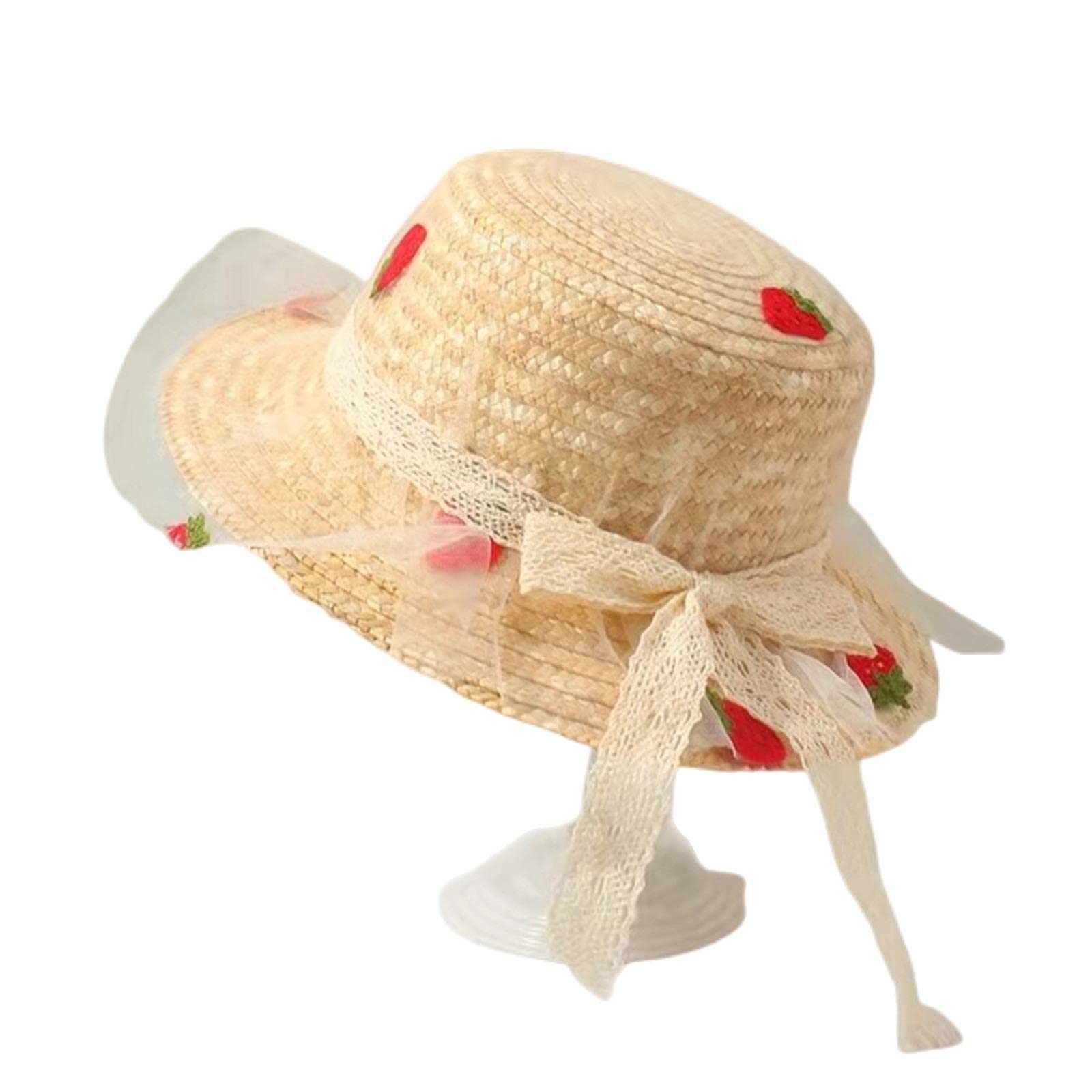 Sombrero de pescador de malla, sombrero de paja de verano, sombrero de playa de verano, protección solar, sombrero de fresa decoración de sol