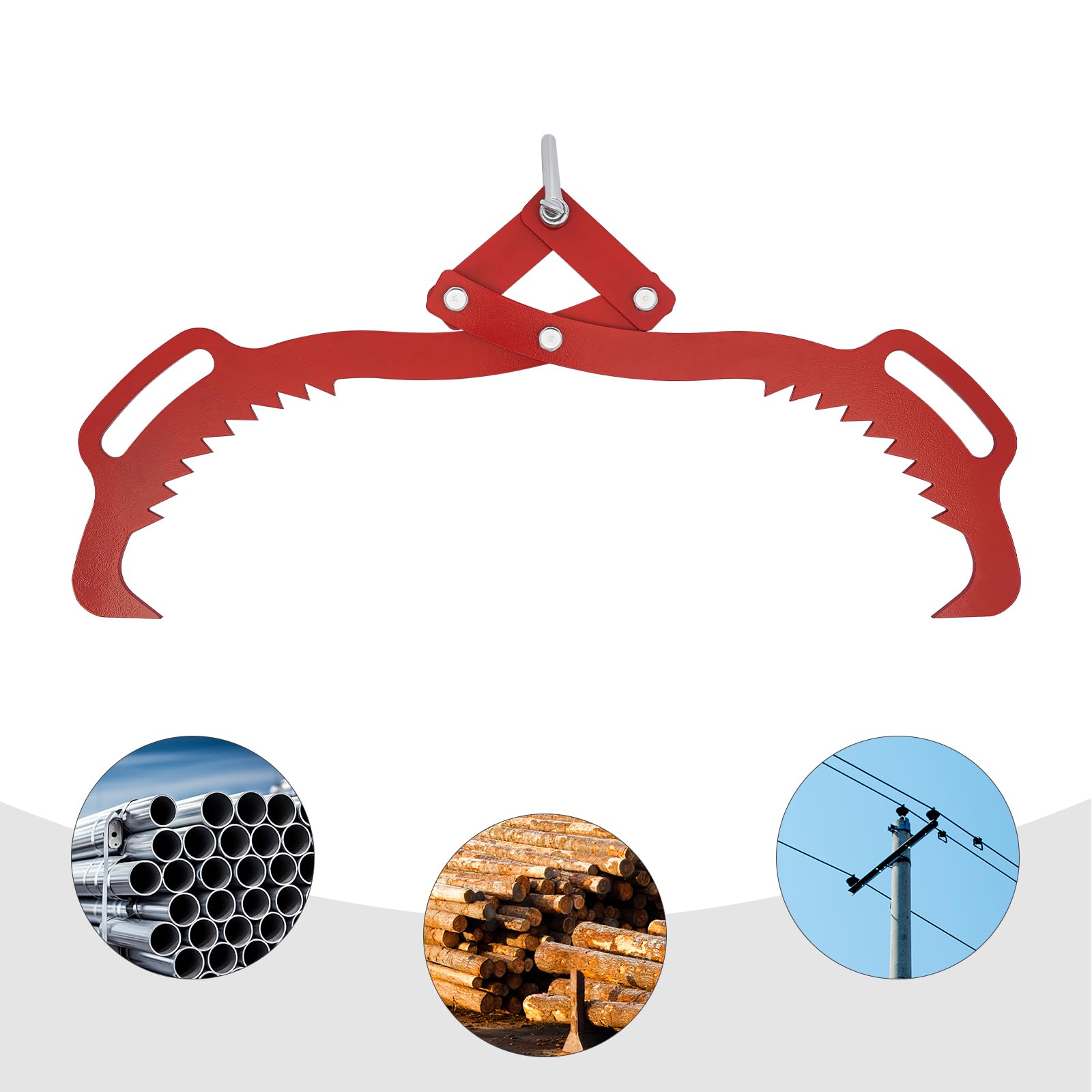 Pince forestière pour troncs d'arbres, force de traction, 700 kg, pince à bois en acier, pince de levage avec 2 mandrins de serrage