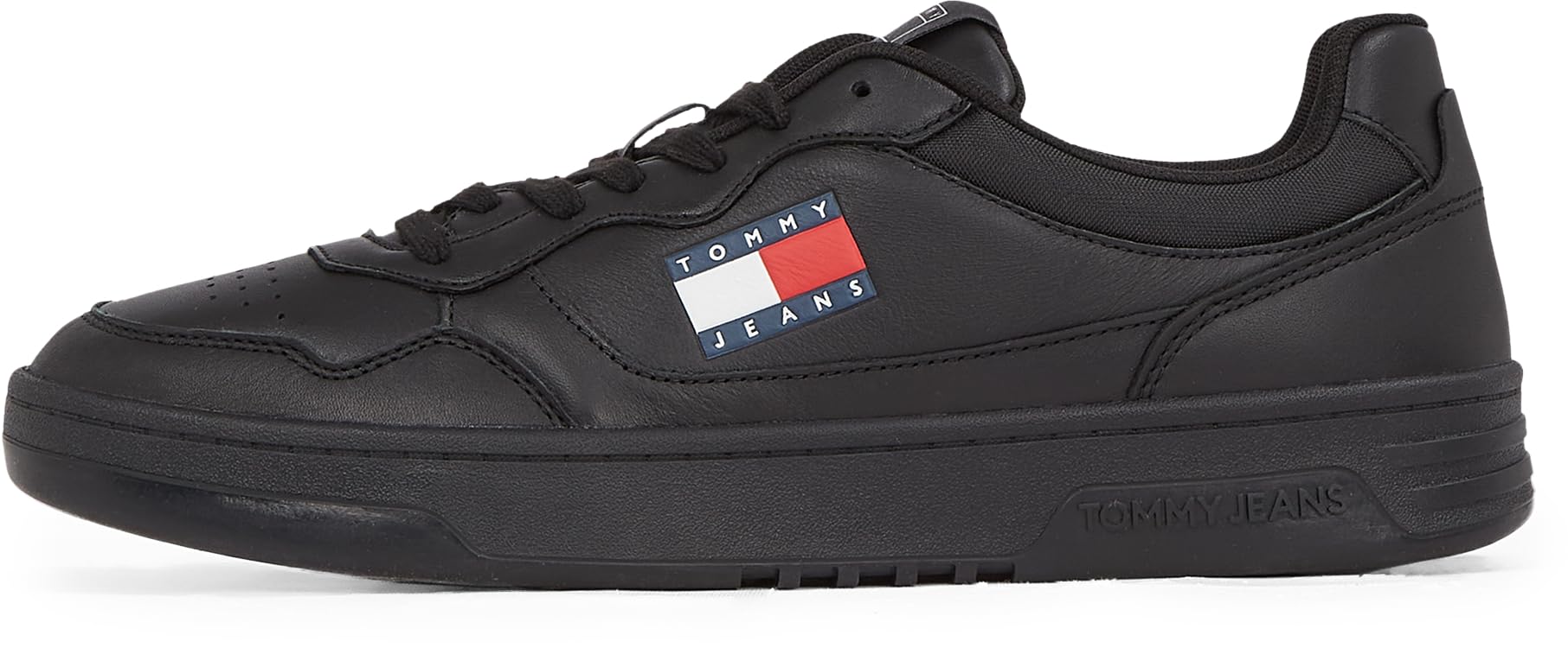 Tommy Hilfiger Men’s Essential Leather Cupsole Trainers, Black (Black), 6.5