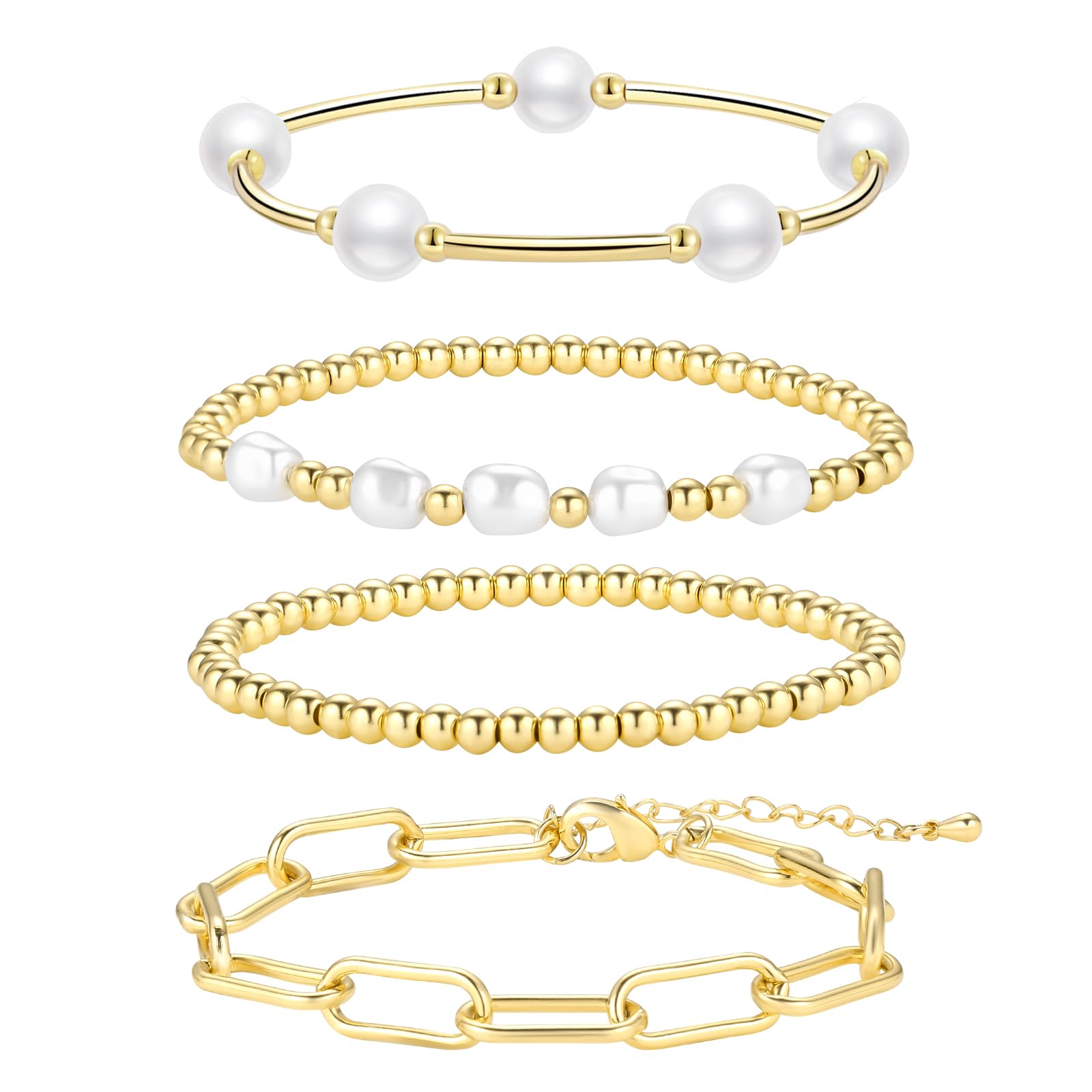 Gold Bracelets for Women, Dainty 14K Gold Plated Bracelet Stack Tennis Thin Bracelets, Trendy Stackable Bracelets, Golden ...