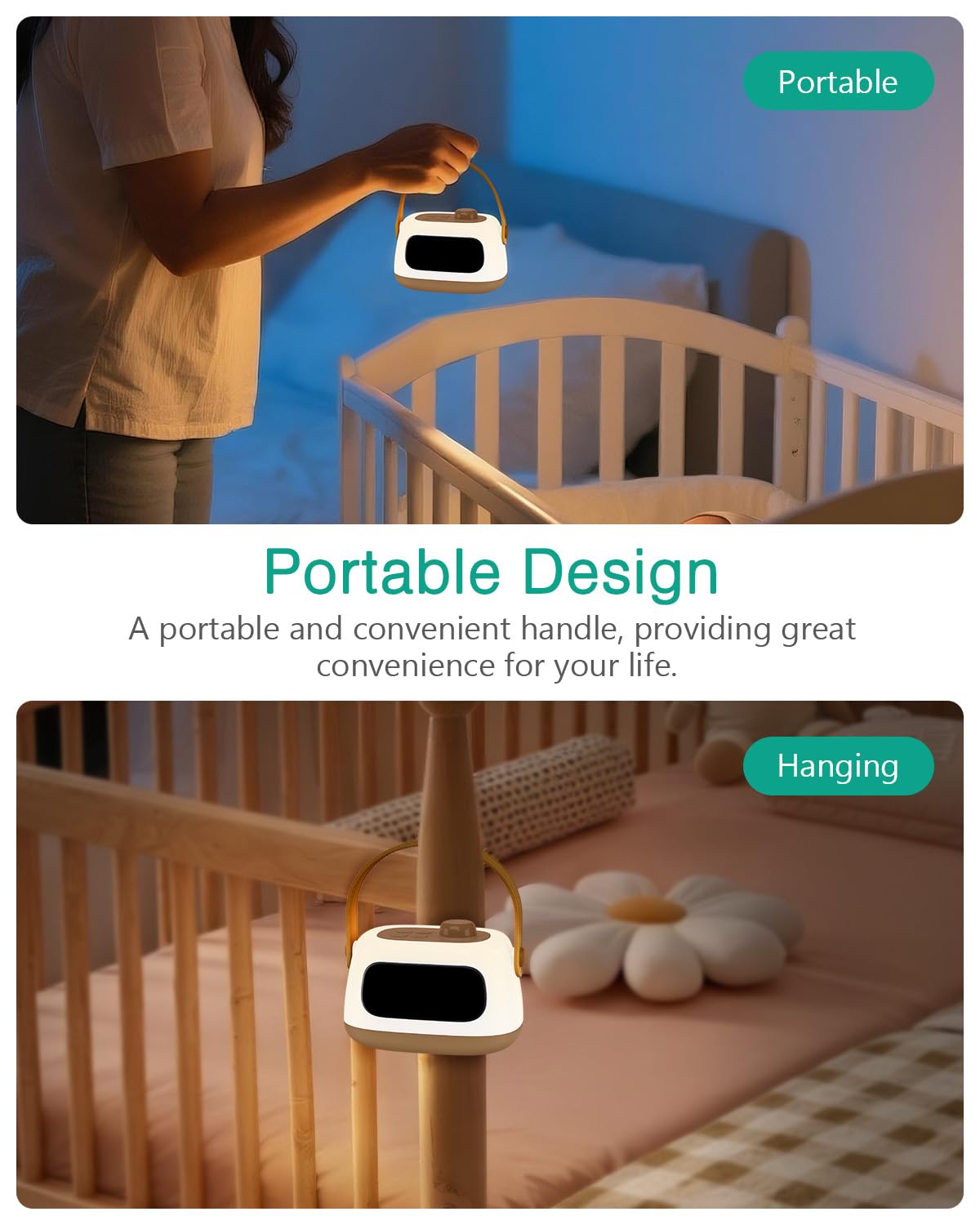 ORIA Nachtlicht für Kinder, LED Lichtwecker mit Doppelalarme, Stufenloses Dimmen, Countdown, Snooze, Nachttischlampe für Kinderzimmer, Babyzimmer, Schlafzimmer