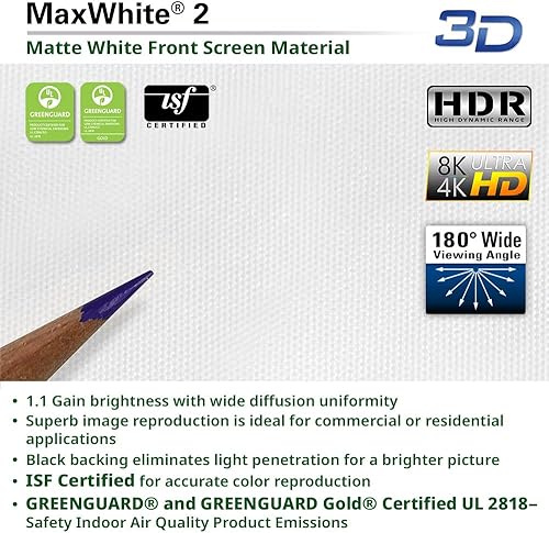 Miniatura 8 de Elite Screens ezCinema 2 - Pantalla de proyector, 107 pulgadas 169 manual de piso, con parte trasera de tijera, proyección frontal portátil de cine