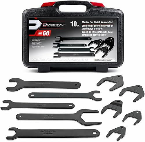 Powerbuilt Kit maestro de llaves de embrague de ventilador, 10 piezas, desmontar, llaves aflojan los embragues del ventilador, Ford, Chrysler, GM