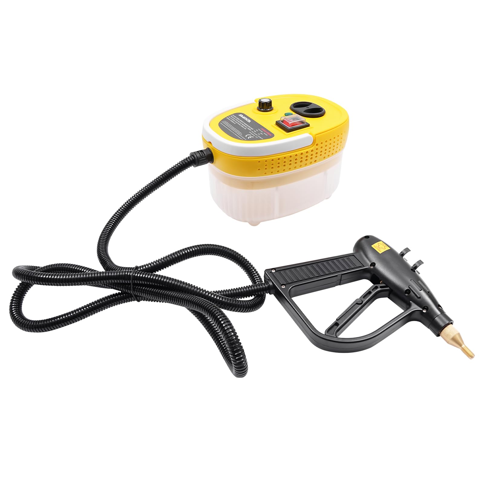 220 V, 2500 W, wysokociśnieniowa myjka parowa, przenośna myjka parowa, ręczna myjka parowa, wielofunkcyjna, ciśnienie pary, 3 bar, 6-biegowa (żółta)