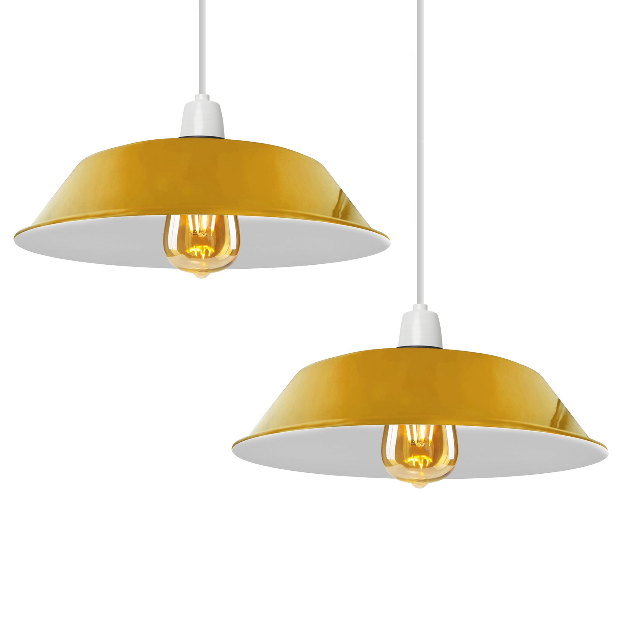 2 Pack Yellow 36cm Metal Pendant Lampshade — image 1