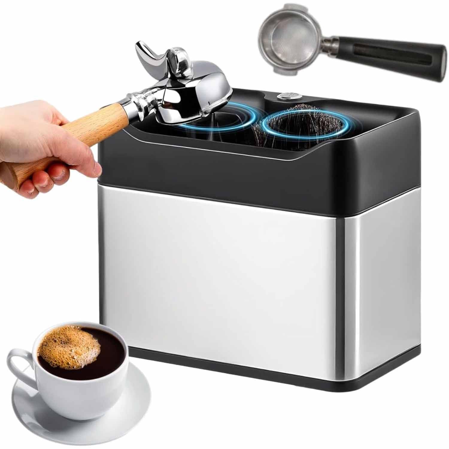 ANXYYDS Electric Portafilter Cleaning Machine for 51mm/58mm - Knock Box Coffee Cleaner for Commercial & Home