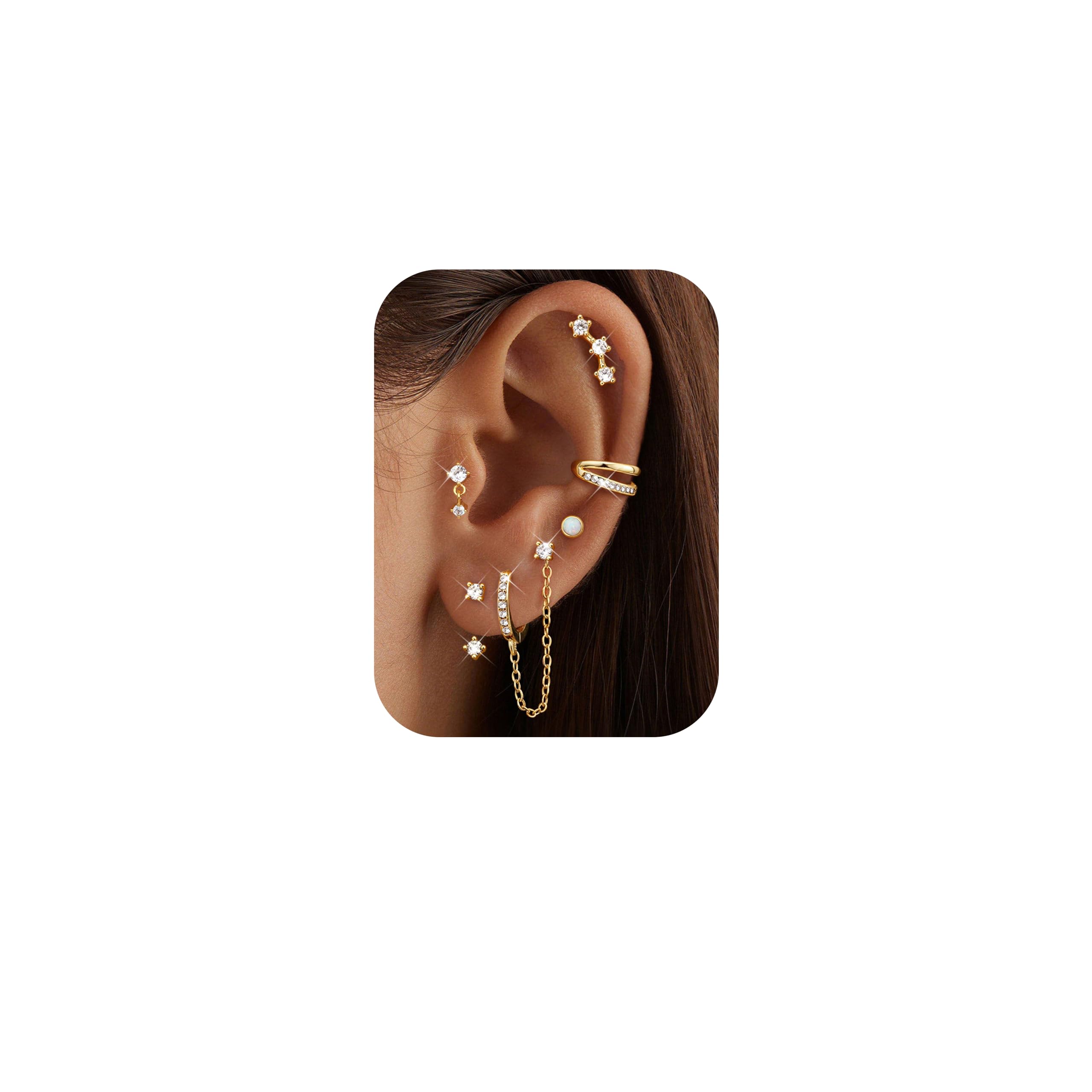 Roheafer Ohrringe Set - 3-4 Paare 925 Sterling Silber Ohrrin