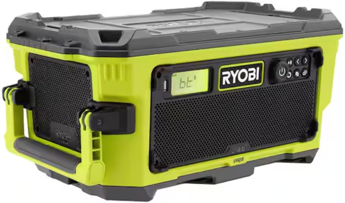 RYOBI 18V ONE+ Verse Link Stereo, 50W Subwoofer, Bluetooth Speaker with FM Radio, 250ft Range