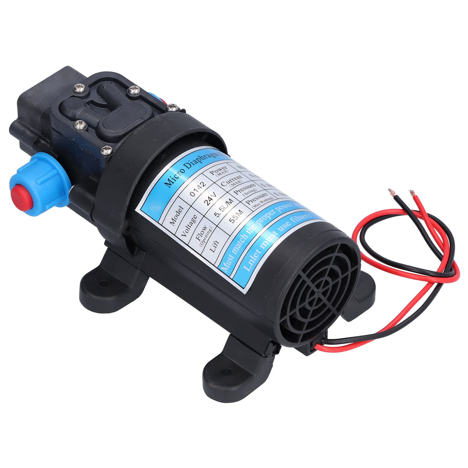 Pompe à Membrane Micro 5,5 L/min, Pompe à Membrane Haute Pression Auto-aspirante CC, Pompe à Membrane à Pression D'eau Douce(24V)