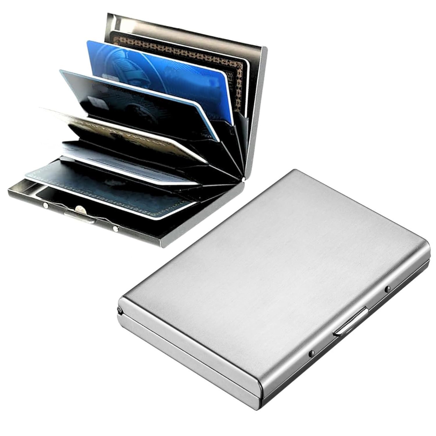 (AK-5 6 Slots RFID Metal Credit Debit ATM Card Holder Case Wallet Waterproof Executive Credit/Debit/ATM/ID/Visiting Super Sleek, Sturdy || for Men & Women(Silver,9.5 x 6.5 x 1.3 cm) Pack of 1-image-24