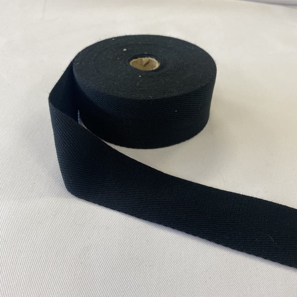 38mm Acrylic Herringbone Webbing Tape (Per Metre) (Black)