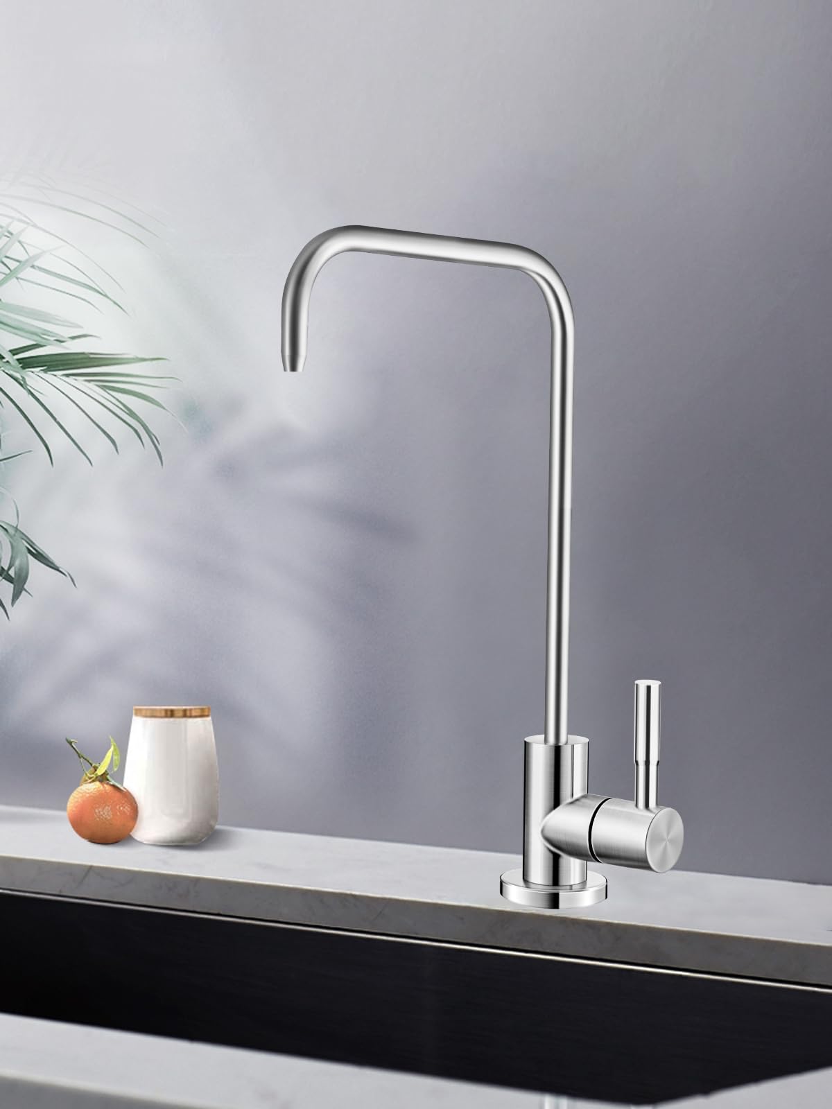 Trinkwasserhahn, bleifreier Wasserfilter-Wasserhahn,Umkehrosmose-Wasserhahn für Küchenspüle, gebürstetes Nickel, SUS304 Edelstahl