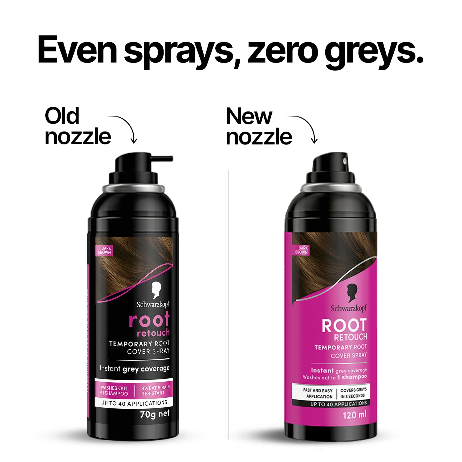 Schwarzkopf Root Retouch Instant Grey Hair Concealer Spray Sweat And Rain Resistant, Matte Finish Perfect Coverage | Upto 40 Fast and Easy Applications | Unisex| For All Hair Types, Dark Brown, 120ML 4